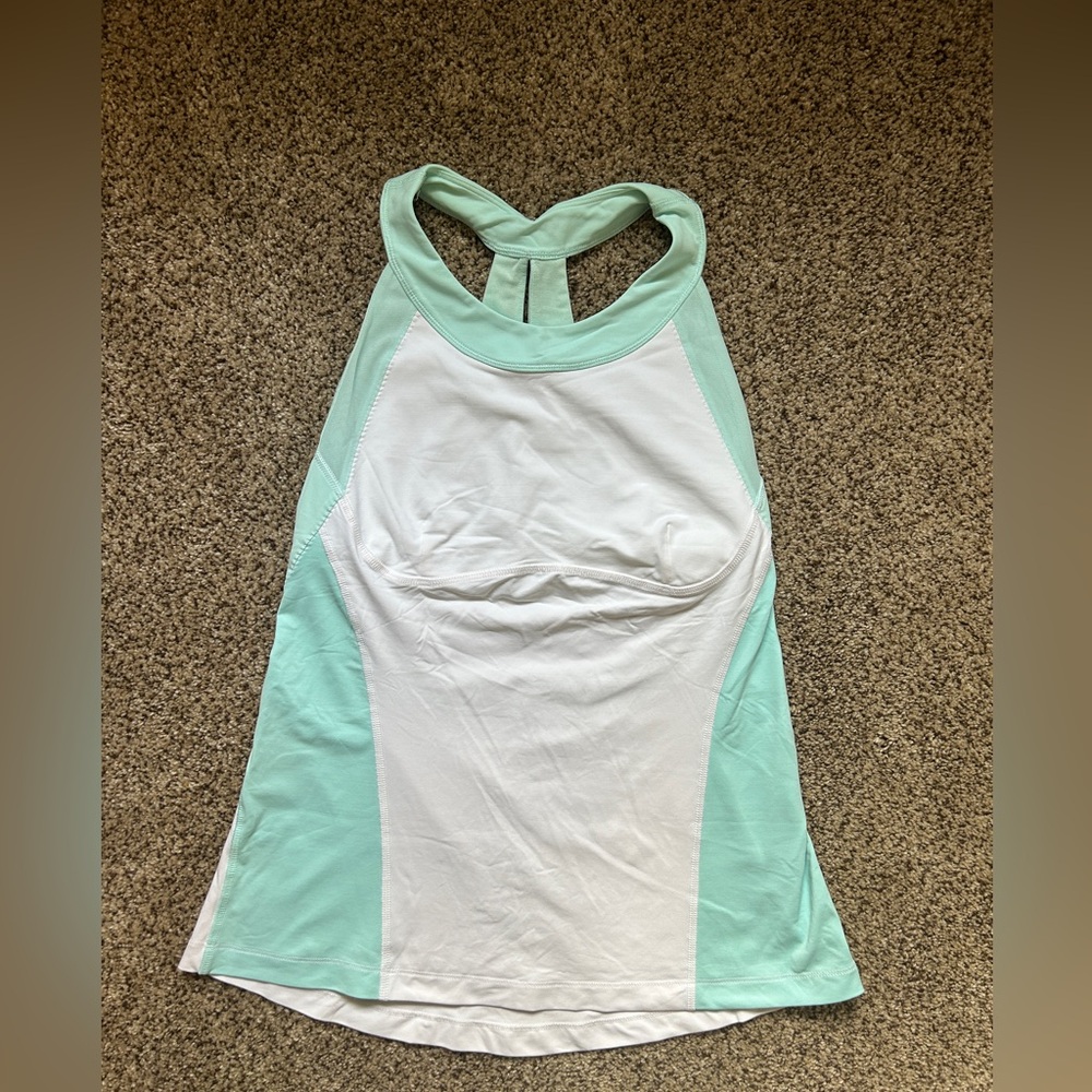 Lululemon tank top! Size 10 in white and teal!
